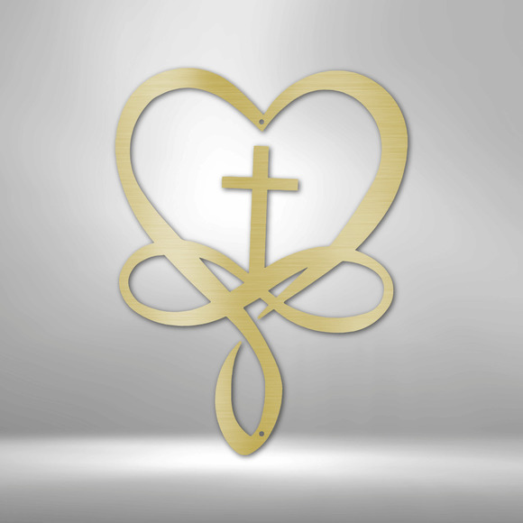Scripture Sign Love Infinity Cross Steel Sign Laser Cut Powder Coated Home & Of